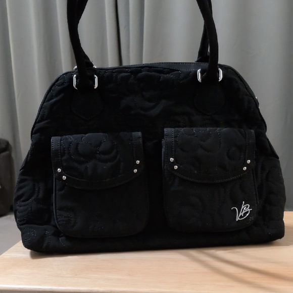 Vera Bradley Handbags - Solid Black Vera Bradley Bag With Two Front Pockets